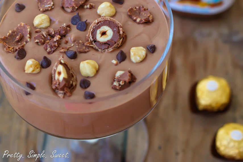 Close up shot of a 2-ingredient Nutella Mousse in a glass.