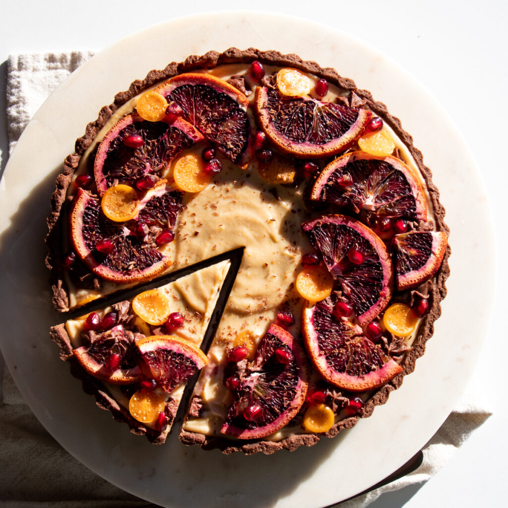 blood orange chocolate tart