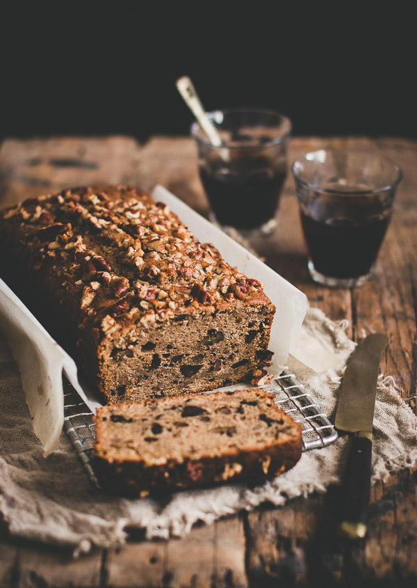 Chocolate Pecan Espresso cake with shots of espresso.