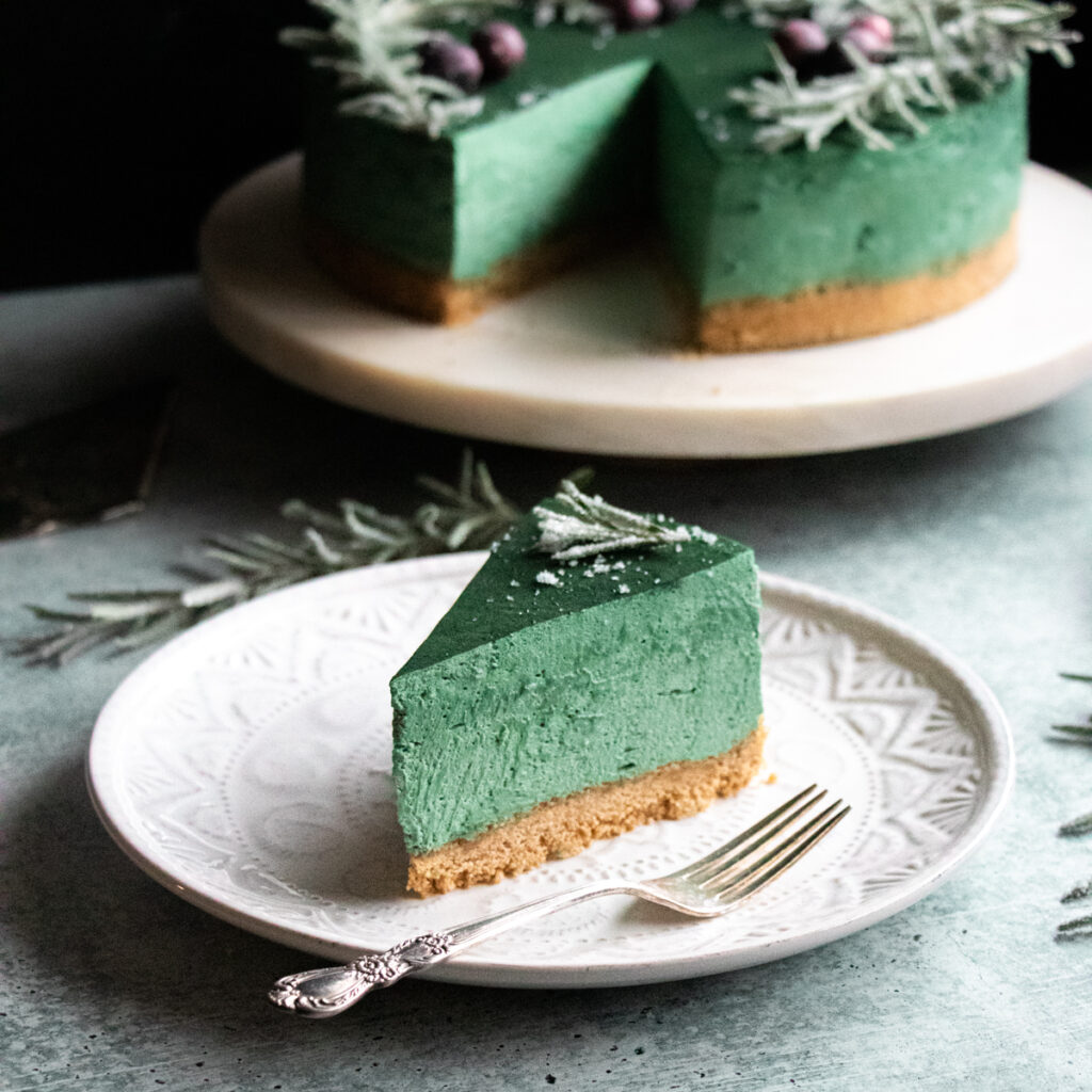 spirulina cheesecake slice