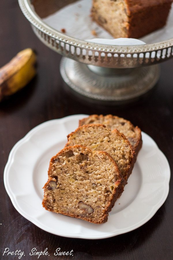 Ultimate banana bread - moist, light, fluffy, and full of banana flavor. | rosechocolatier.com