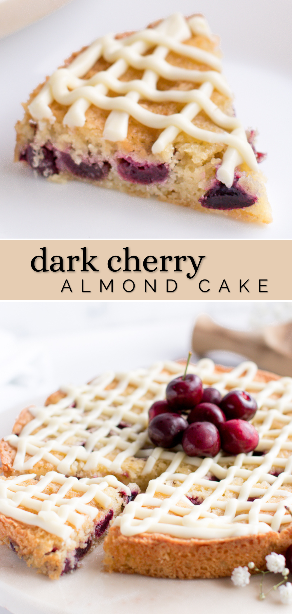 Dark cherry almond cake pinterest pin.