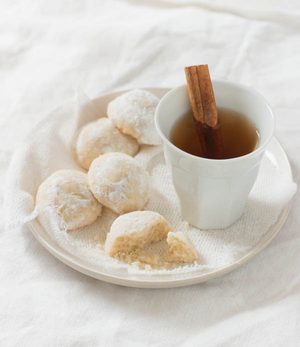 Powdered sugar coated melt-in-your-mouth butter cookies resemble snowballs.