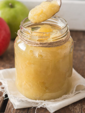 Spoonful of homemade applesauce