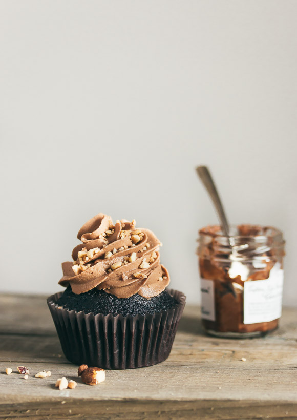 Moist chocolate cupcakes with a creamy dreamy Nutella frosting. | rosechocolatier.com