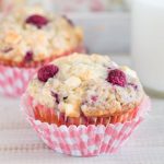 Moist and fluffy raspberry and white chocolate muffins - a heavenly combination! | rosechocolatier.com