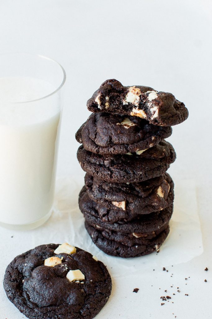 Dark Chocolate Cookies with White Chocolate Chips or Chunks