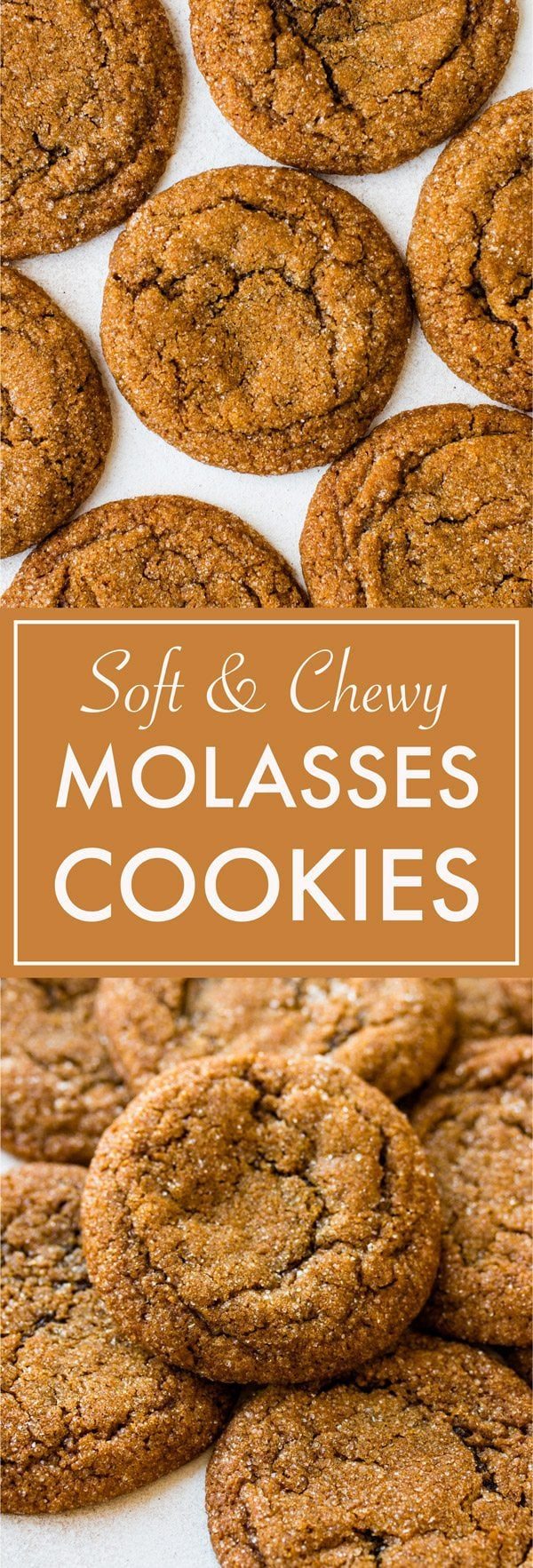 Super soft and chewy spiced molasses cookies. They make a delicious snack especially during the holidays!