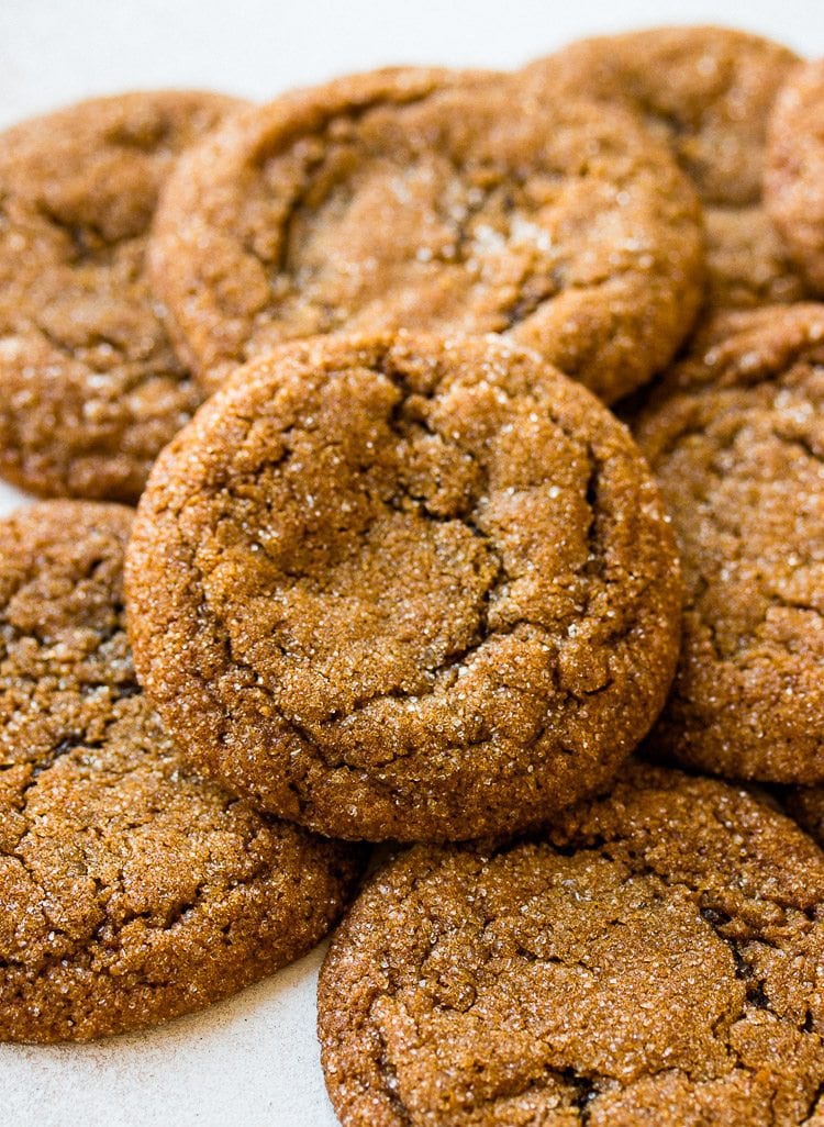 Super soft and chewy spiced molasses cookies make a delicious snack especially during the holidays!