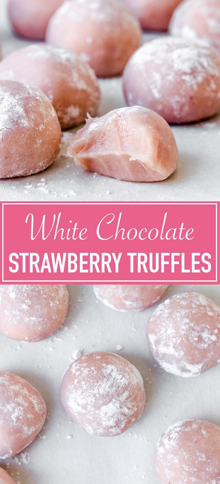 Fudgy white chocolate strawberry truffles