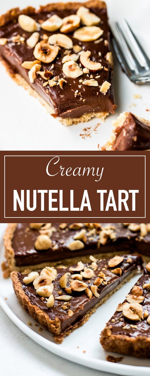 The best Nutella tart with hazelnut crust. Creamy and chocolatey with a rich chocolate hazelnut filling.