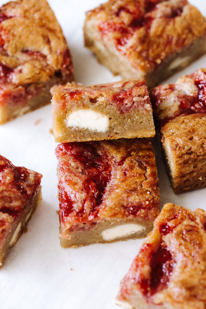 Strawberry White Chocolate Blondies