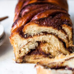 Cinnamon Babka with swirls of cinnamon.