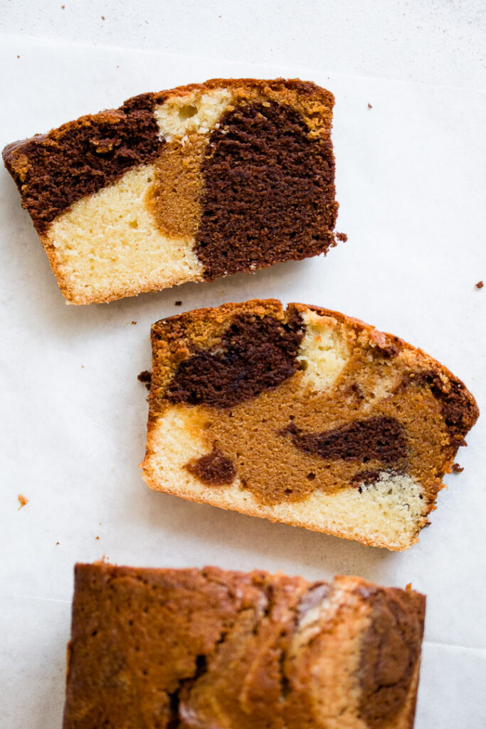 Chocolate, Dulce de Leche and Vanilla Marble Cake