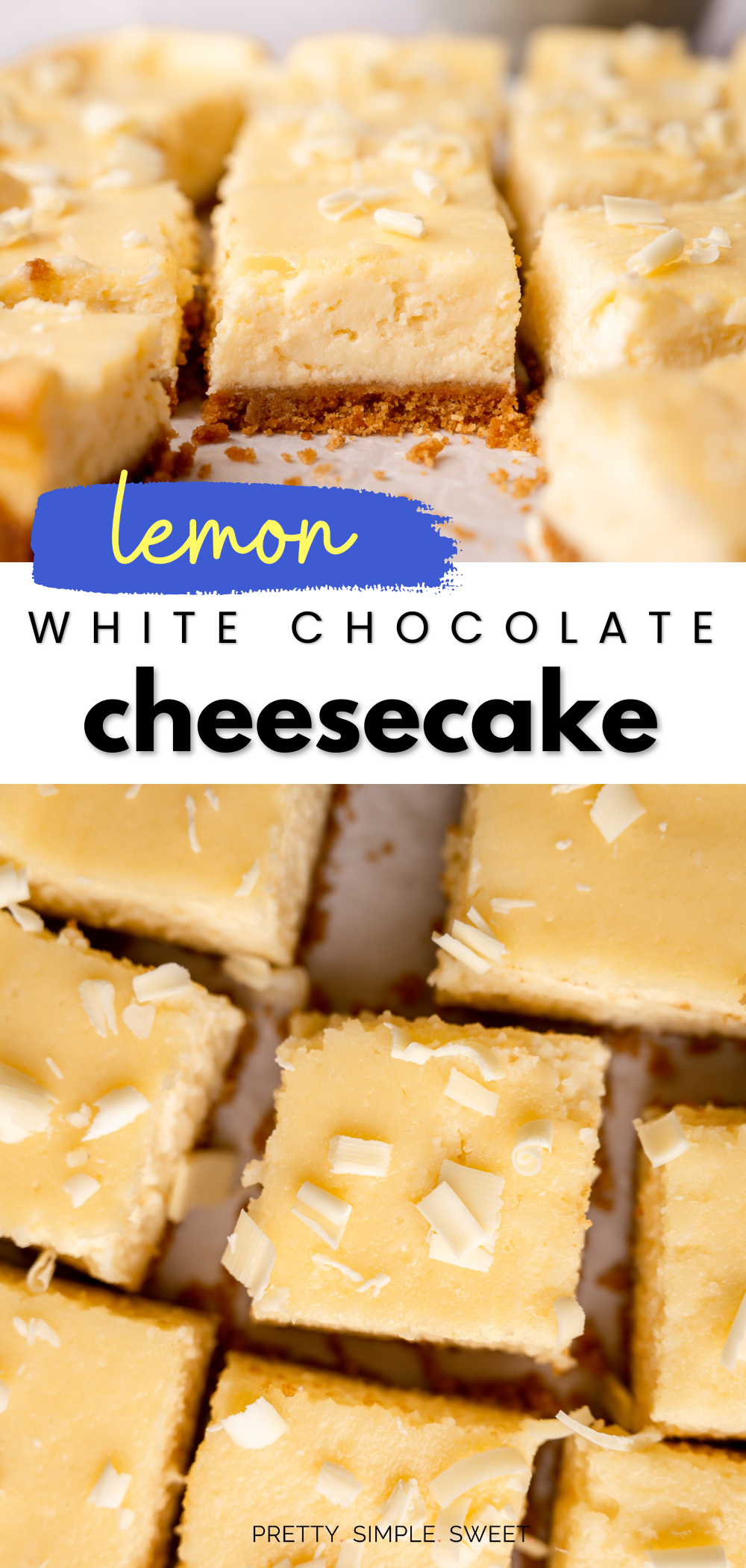 Lemon white chocolate cheesecake pinterest pin.