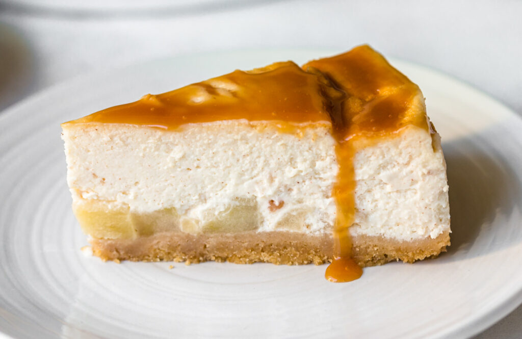 caramel topped apple cheesecake