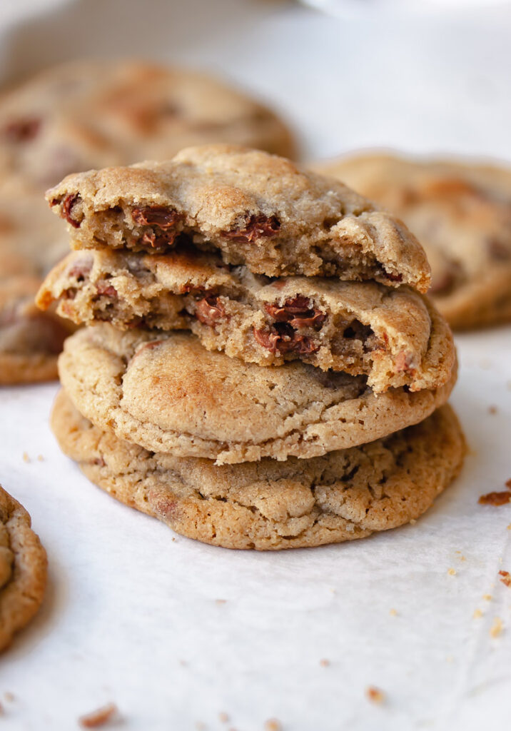 Rye Chocolate Chip Cookies broken apart
