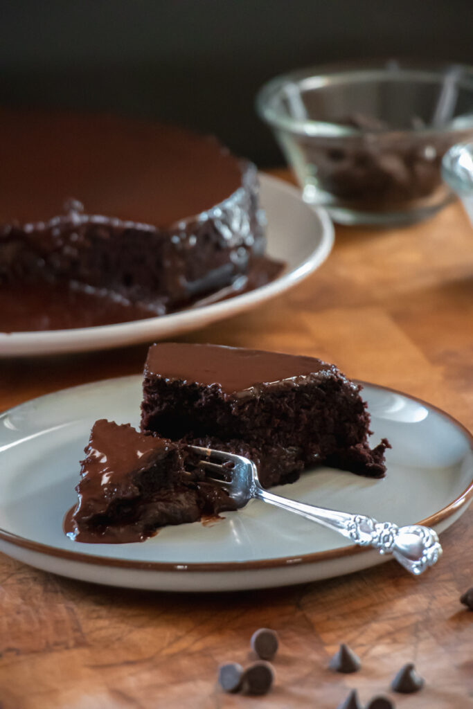 slice of vegan chocolate cake