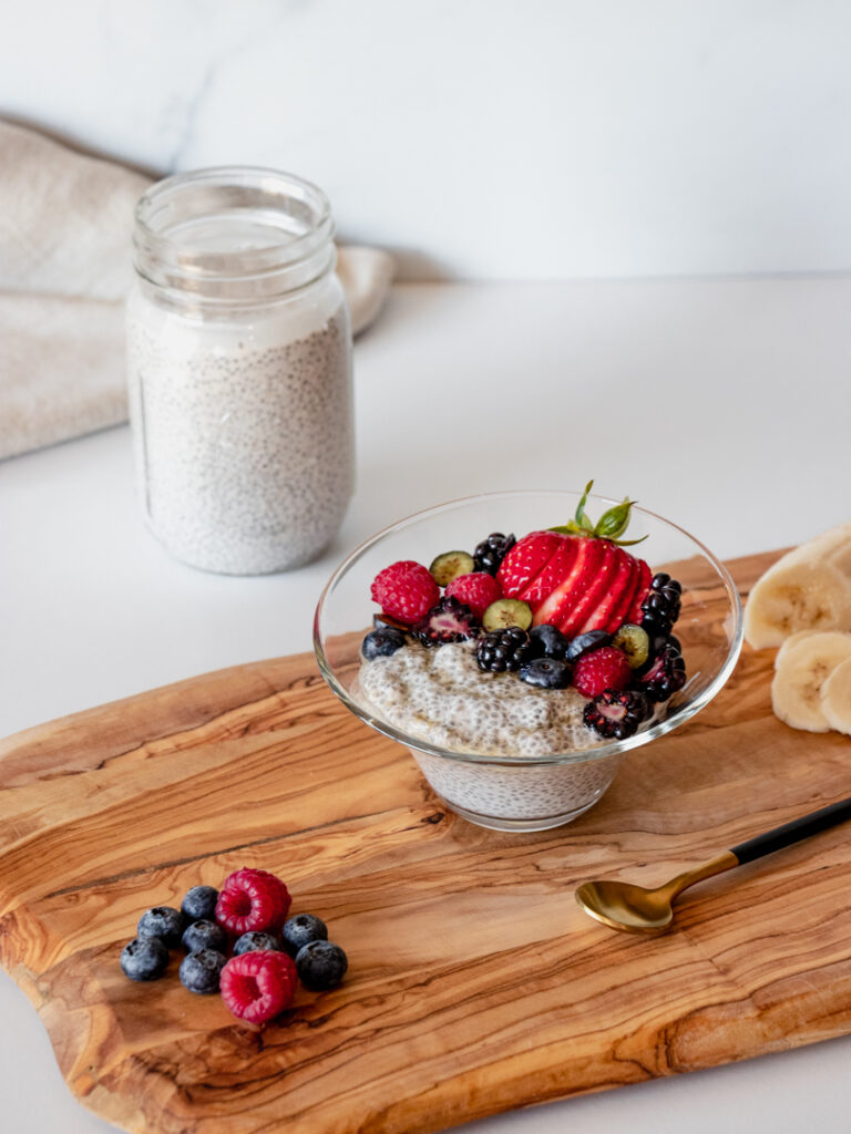 chia pudding bowl with fresh fruit