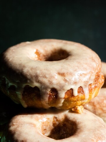 banana cake donuts with maple sugar glaze