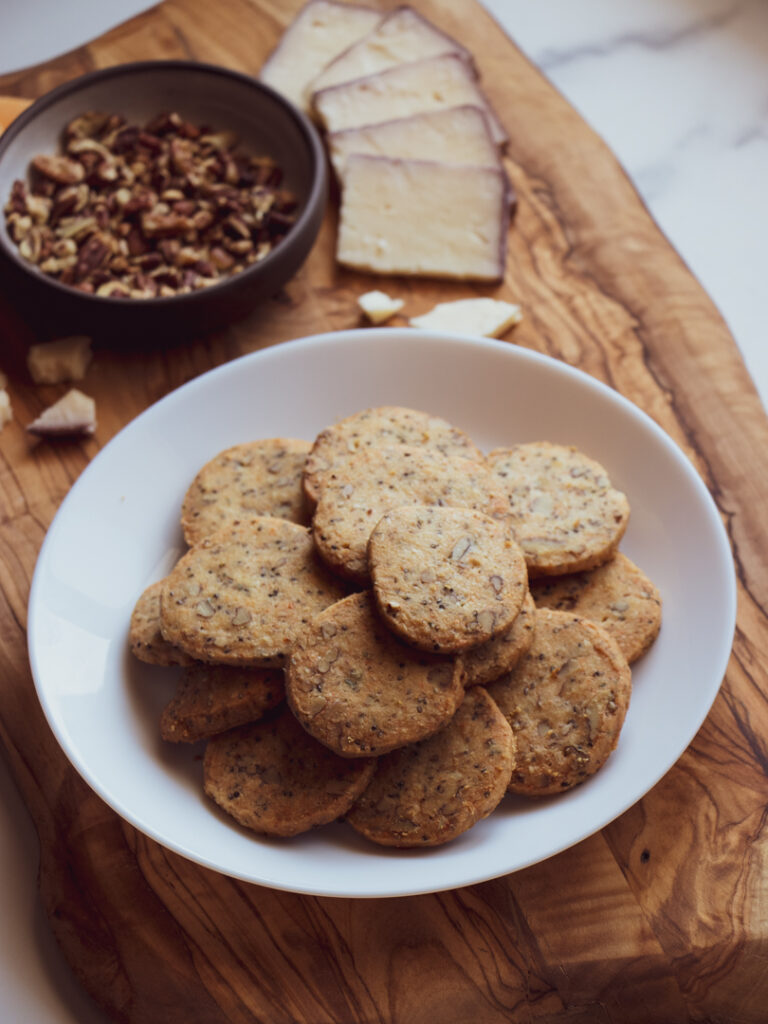 homemade cheddar pecan crackers