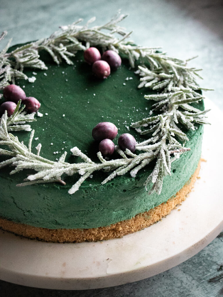 green spirulina cheesecake (dye-free, no-bake)