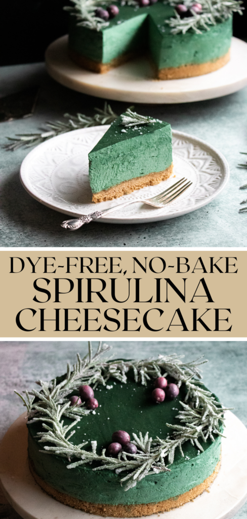 green spirulina cheesecake (dye-free, no-bake) pinterest pin