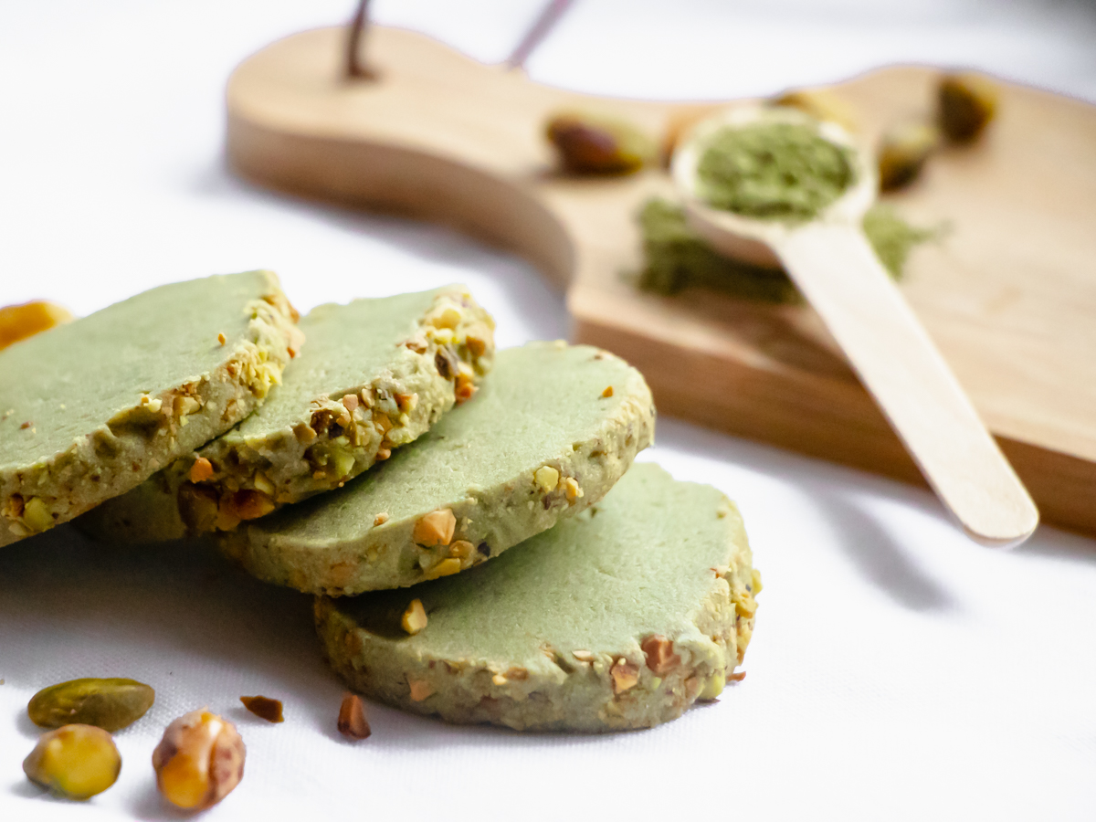 slices of matcha cookies