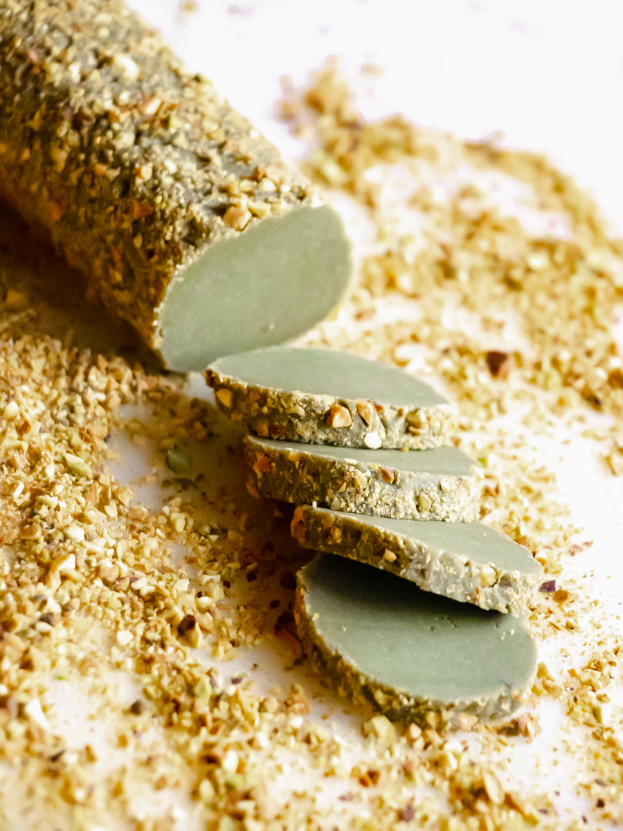 matcha green tea slice and bake dough log