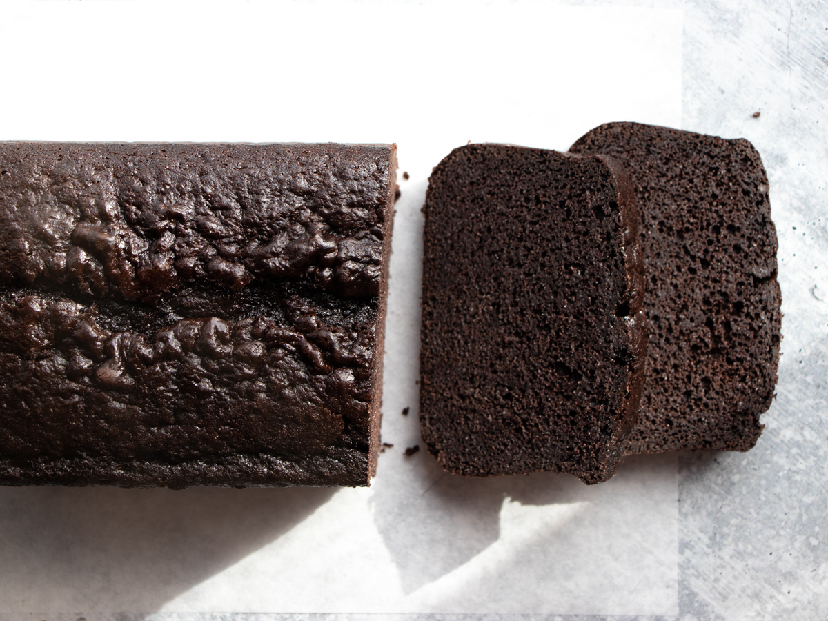 sliced chocolate pound cake