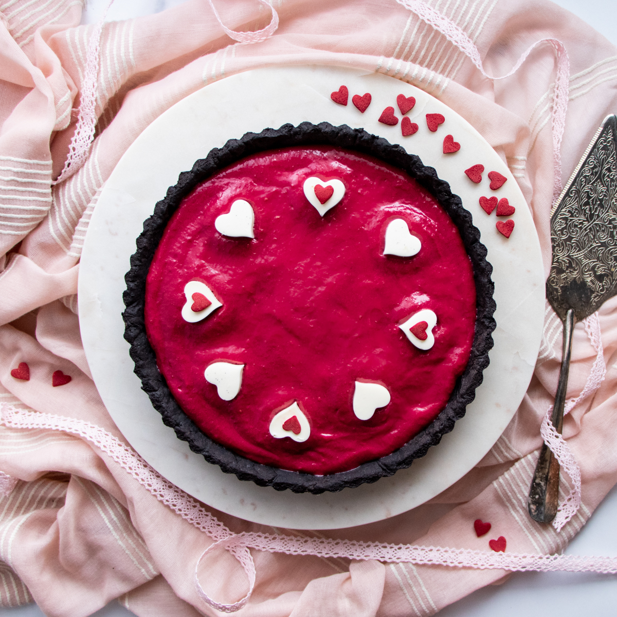 raspberry black cocoa tart