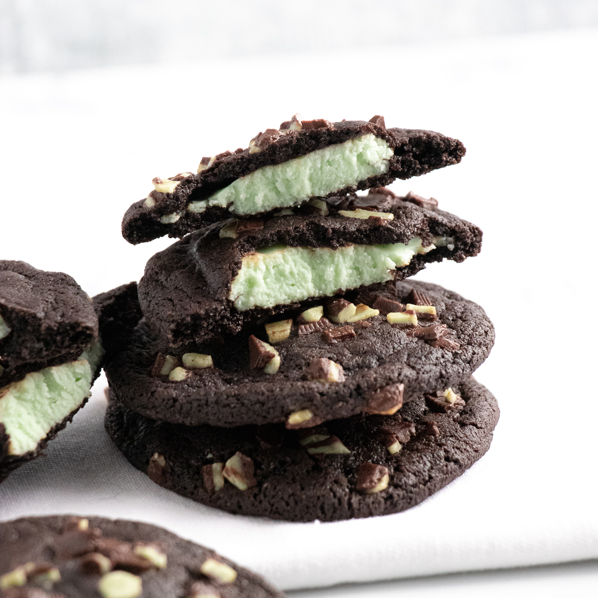 cheesecake stuffed mint chocolate cookies