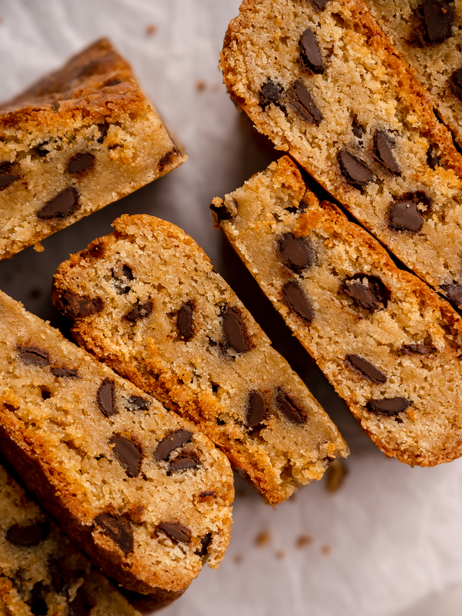 Fudgy, chewy cut chocolate chip cookie bars.