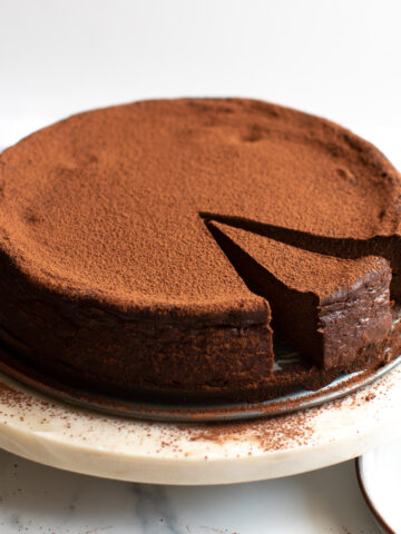 Flourless chocolate torte made with pumpkin puree.