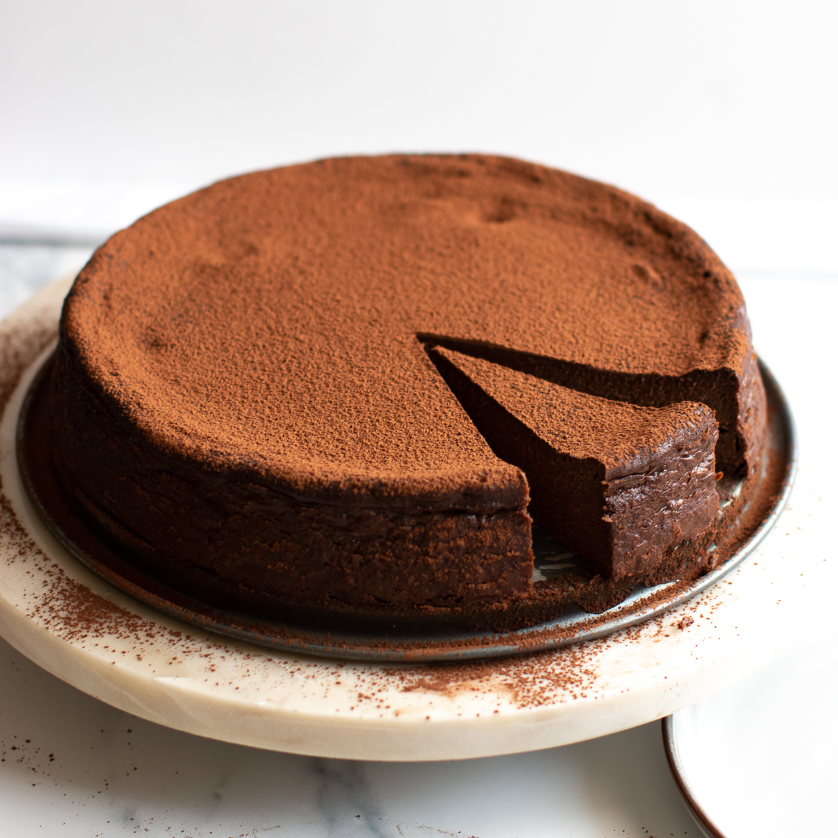 Flourless chocolate torte made with pumpkin puree.