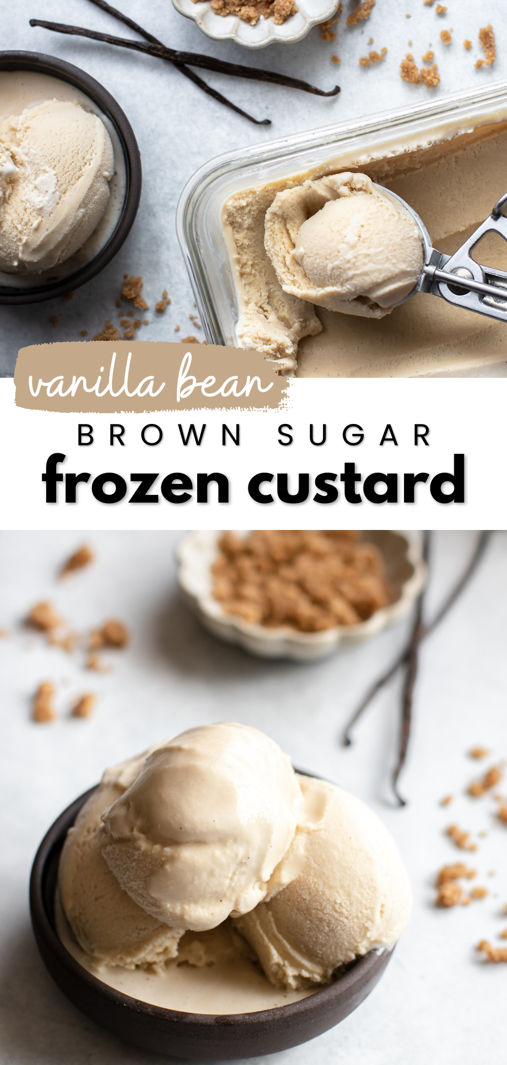 Pinterest pin for brown sugar frozen custard.