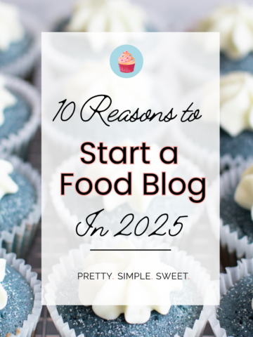 10 reasons to start a food blog in 2025 with blue frosted cupcakes in the background.